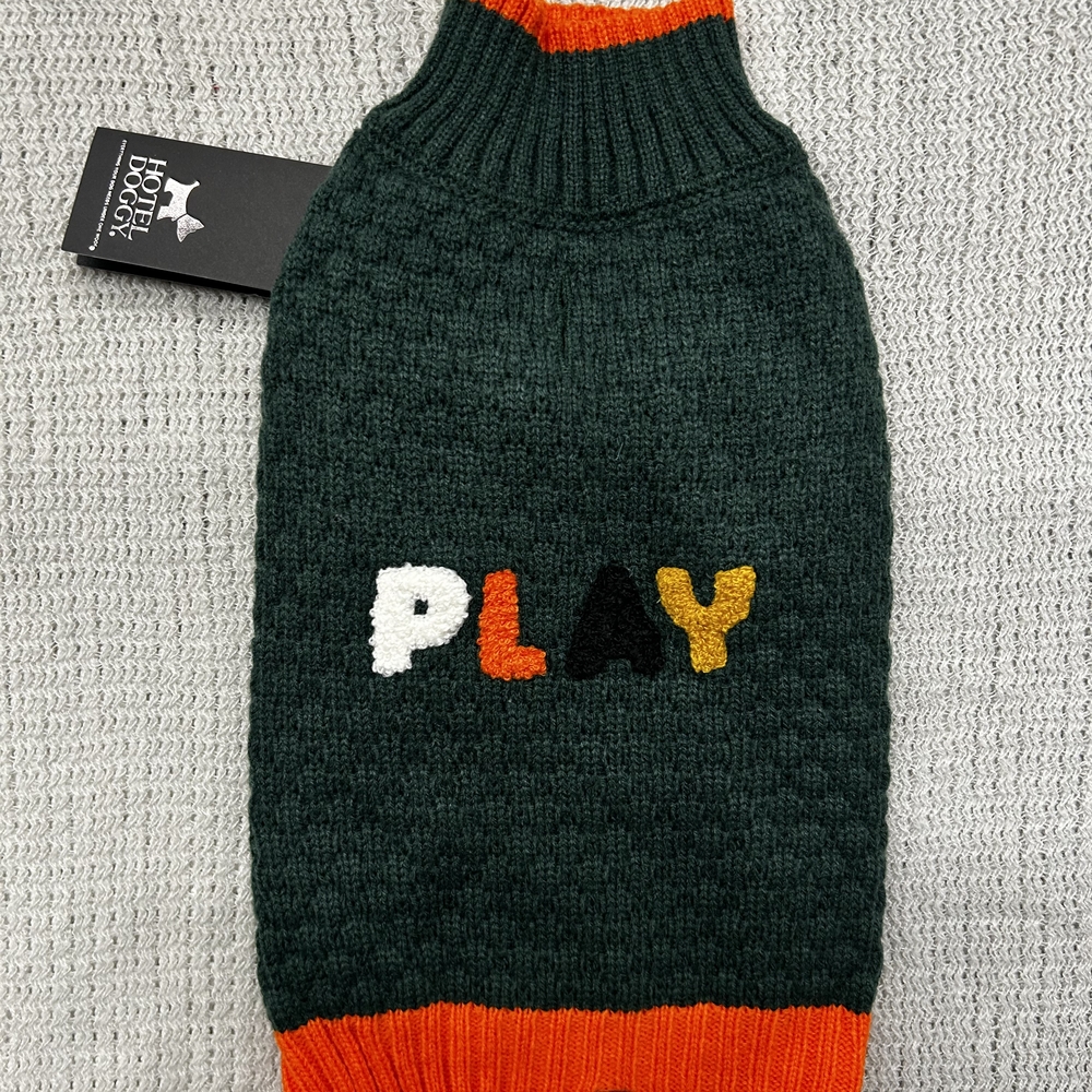 Holly & Bobo Green Dog Sweater with Playful Design